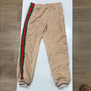 Gucci Beige Joggers with Red and Green Accents